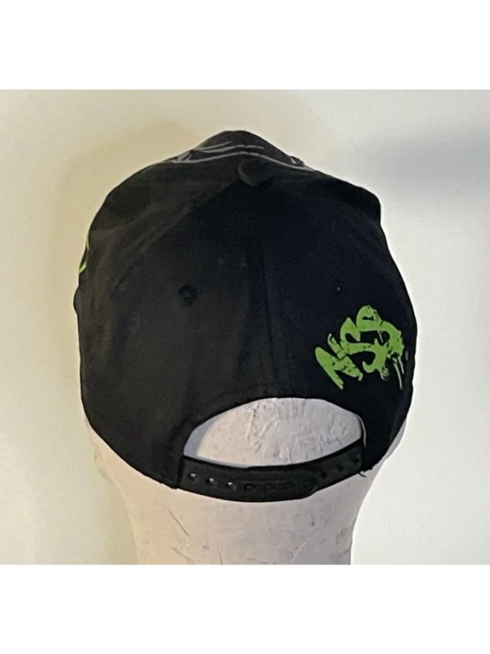 NSS Nice Skate Shoes Skull Snapback Hat Black Neon Green Skate Cap Y2K Style